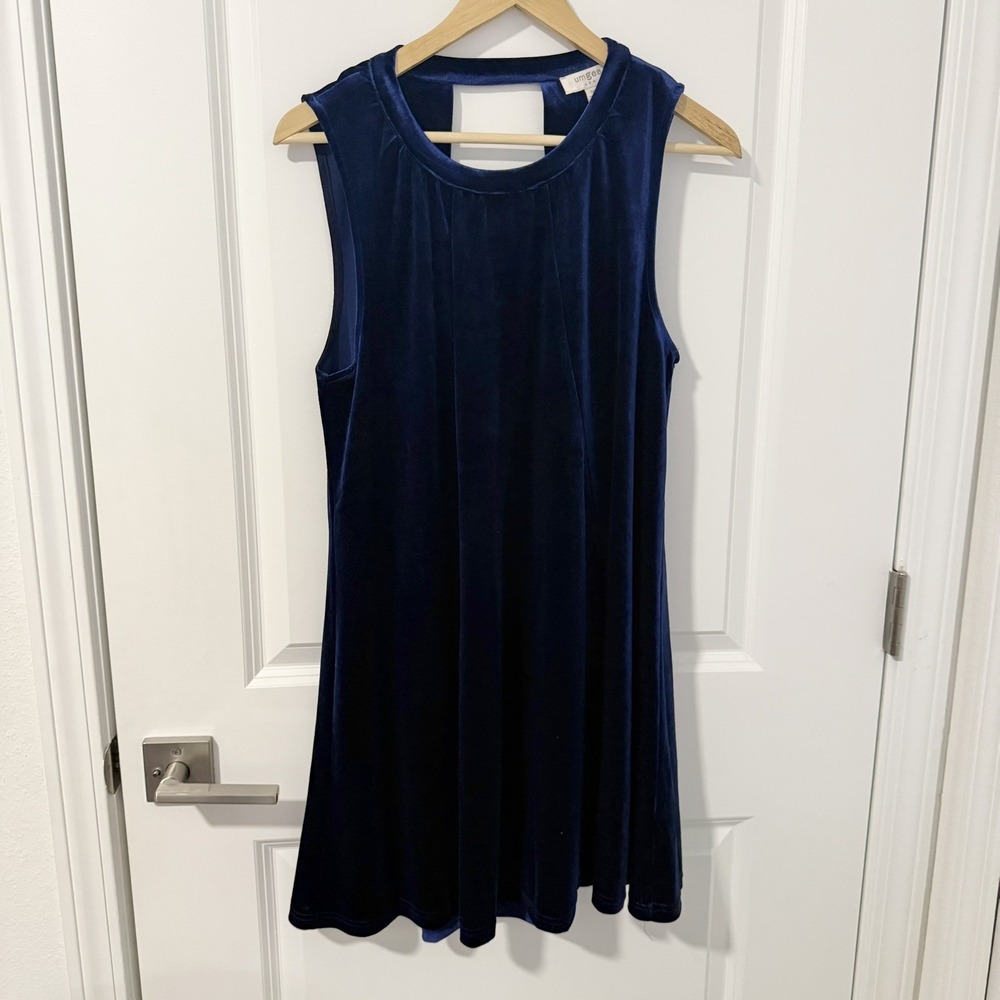 Umgee Electric Blue Velvet Sleeveless Shift Mini Dress Cut Out Whimsigoth SIZE M
